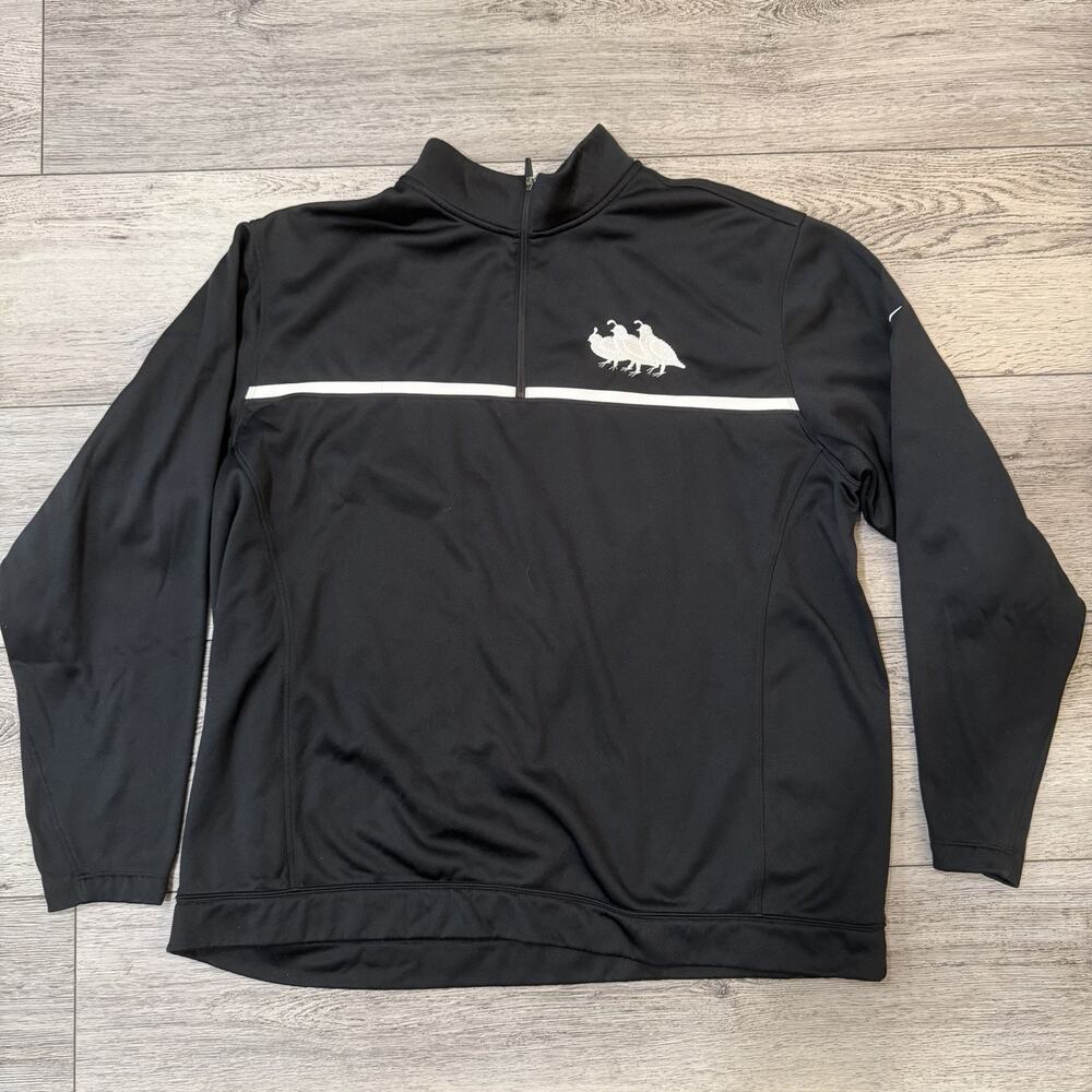 NIKE GOLF Tour Performance Therma Fit Quarter Zip Black Pullover Mens XXL Quail